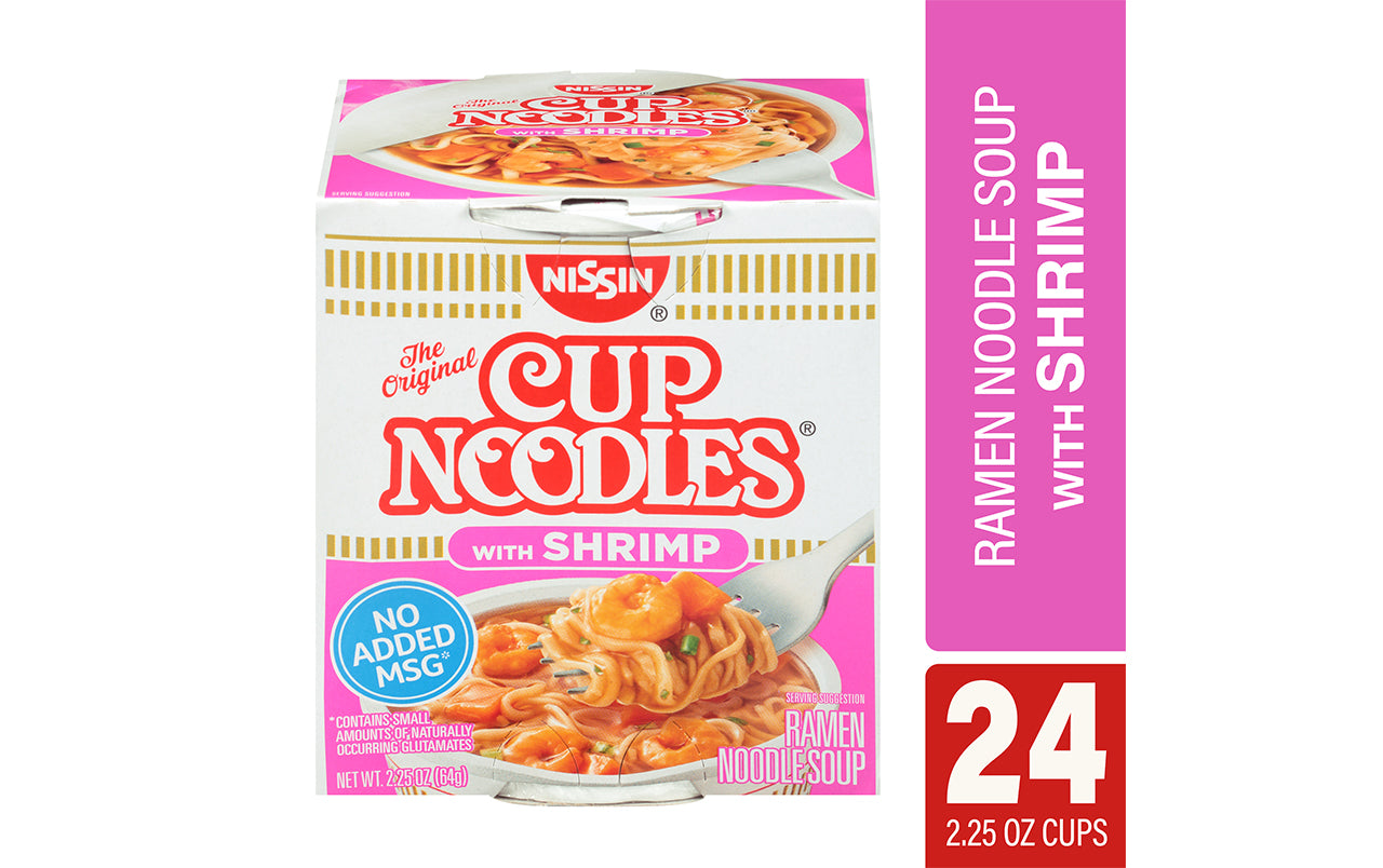 NISSIN Cup Noodles with Shrimp, 2.25 oz, 24 Count