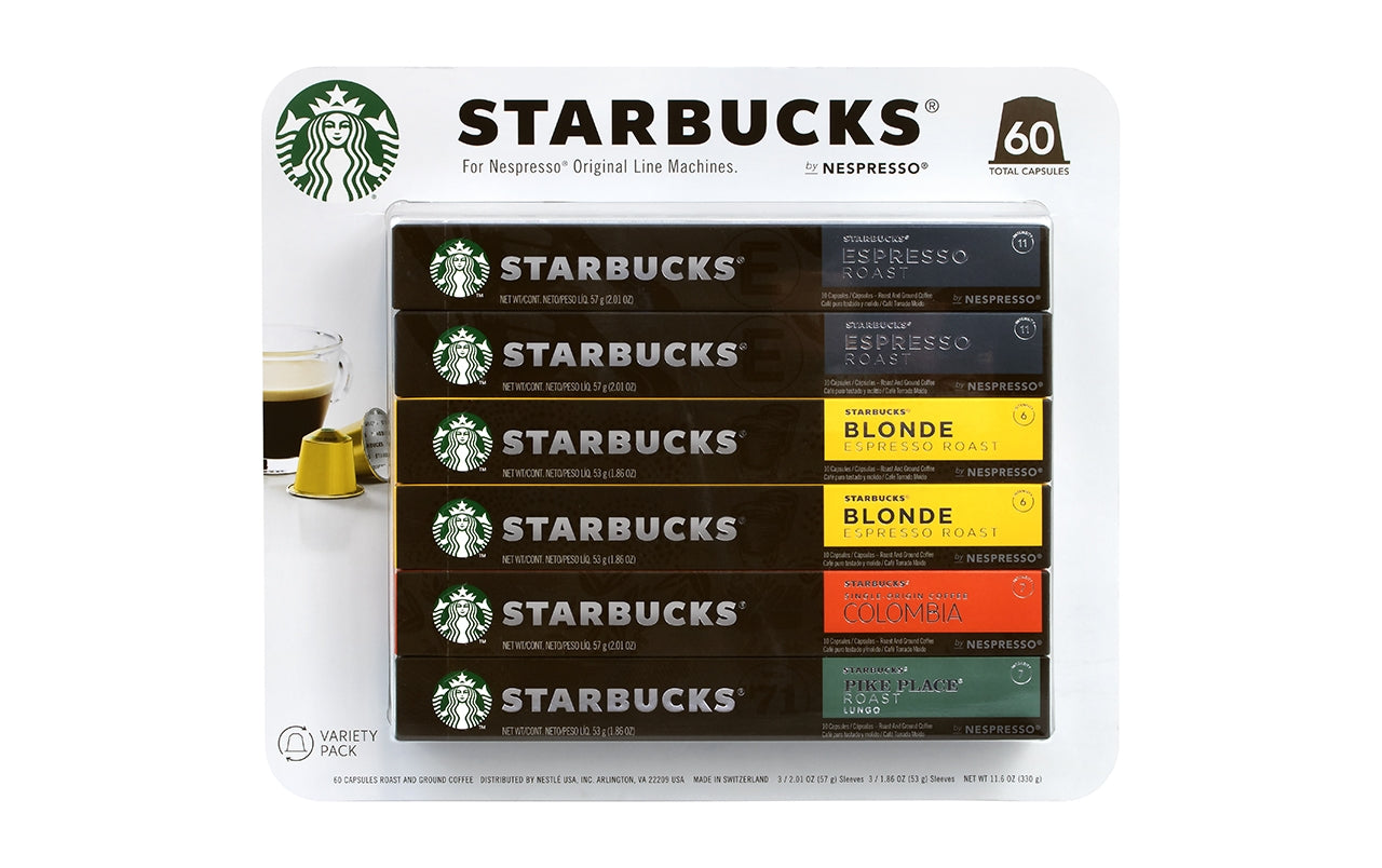 STARBUCKS by Nespresso Pods Variety Pack, 10 Count, 6 Pack