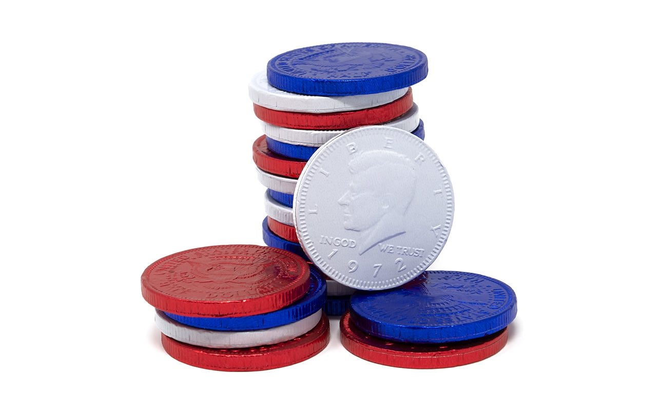 Fort Knox Milk Chocolate 1.5-inch Coins Red, White, and Blue Foil