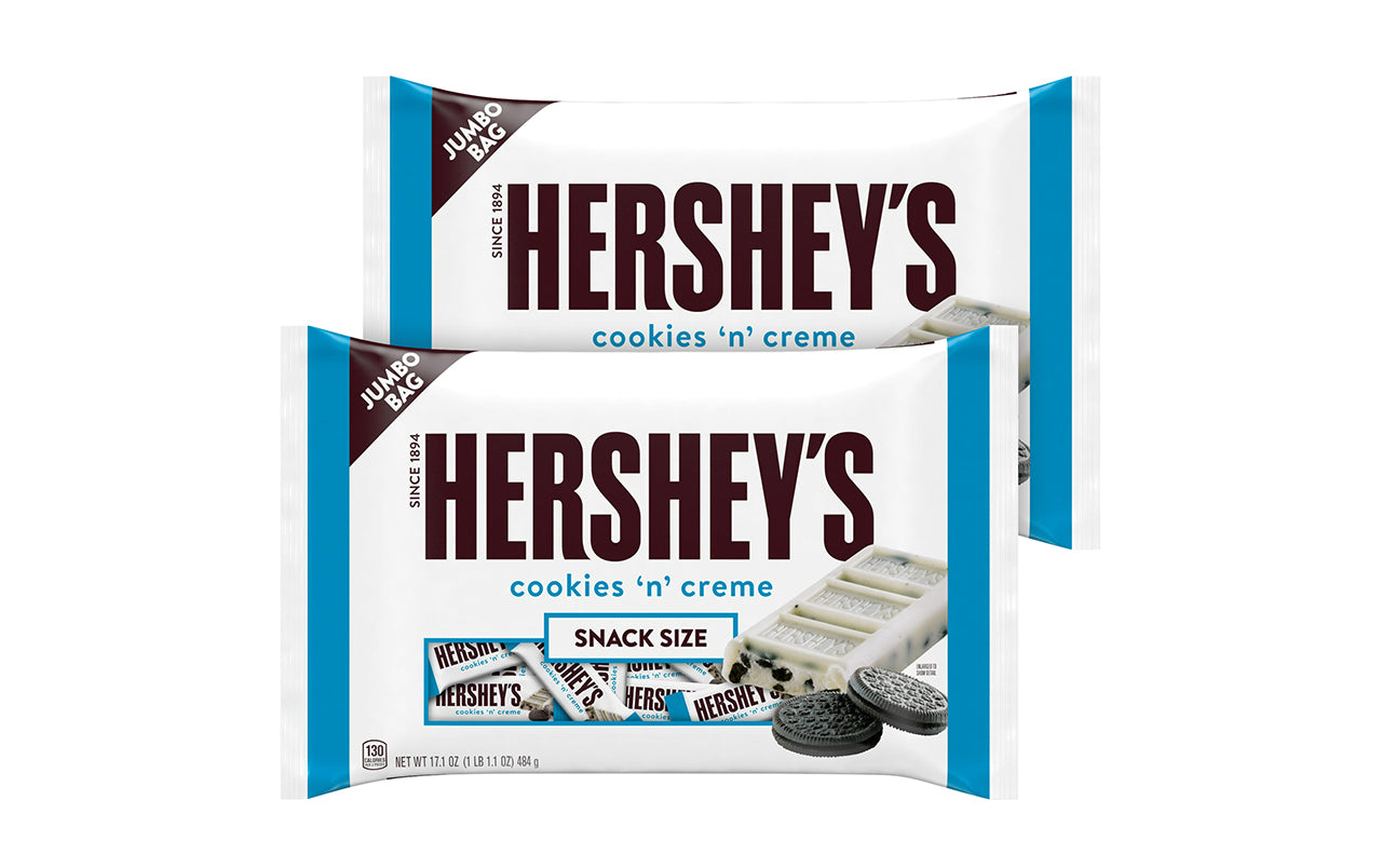 HERSHEY'S Snack Size Cookies 'n' Creme Bars, 17.1 oz, 2 Pack