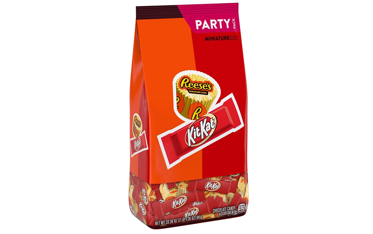 KIT KAT and REESE'S Milk Chocolate Miniatures Stand Up Bag, 33.36 oz
