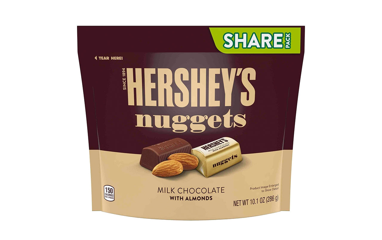 HERSHEY'S NUGGETS Milk Chocolate with Almonds Candy, 10.1 oz, 3 Pack