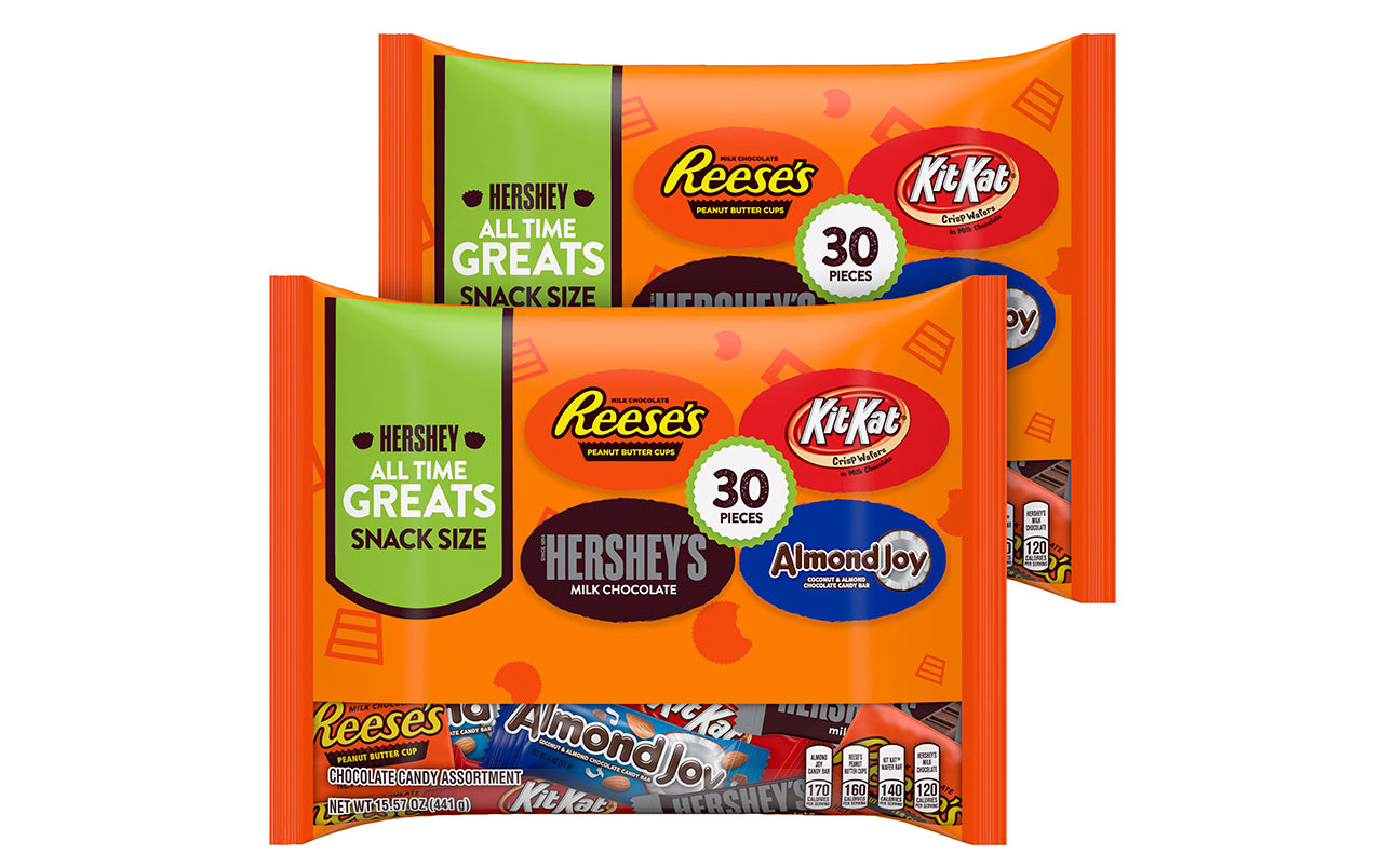 HERSHEY All Time Greats Snack Size Candy Assortment, 30 Pieces, 15.92 Ounces (Pack of 2)