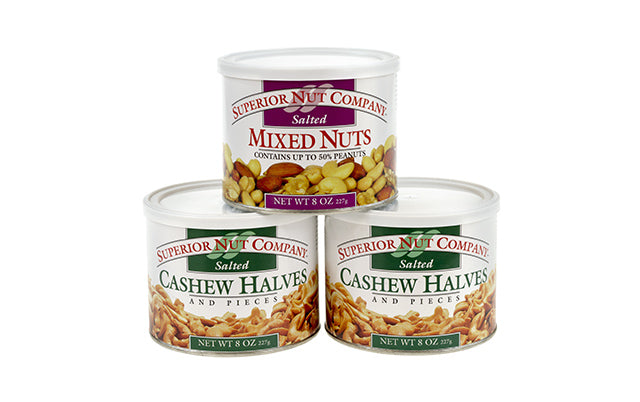 Superior Nut Salted Mixed Nuts and Salted Cashew Halves, 8 oz, 3 Pack