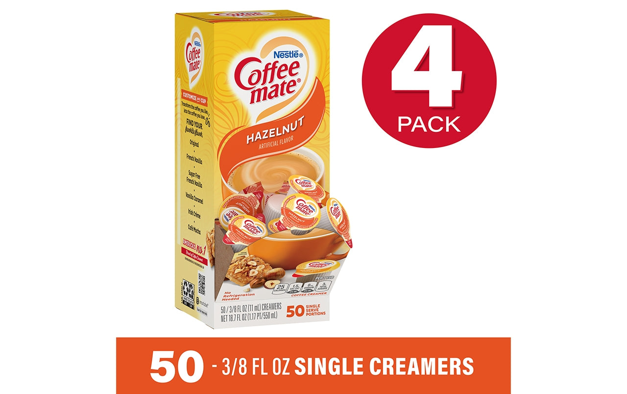 Coffee-Mate Singles Hazelnut, 50 Count, 4 Pack
