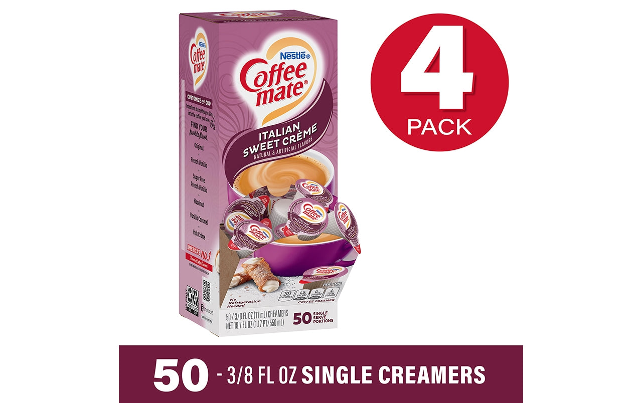 Coffee-Mate Singles Italian Sweet Cream, 50 Count, 4 Pack