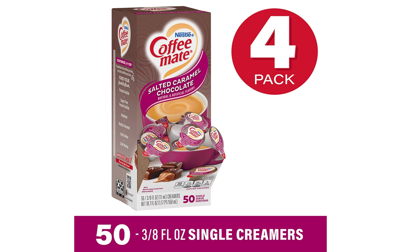 Coffee-Mate Singles Salted Caramel Chocolate, 50 Count, 4 Pack