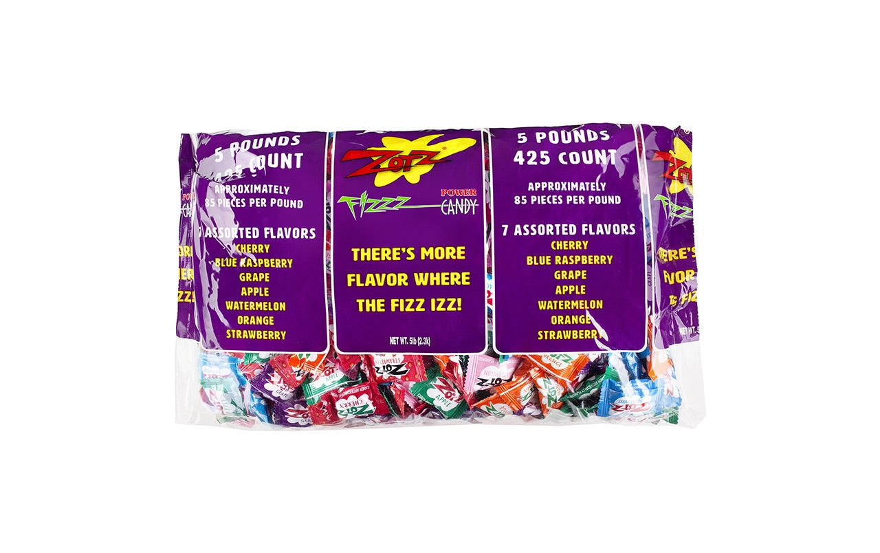 Zots Fizz Power Candy Assorted, 425 Count, 5 lb