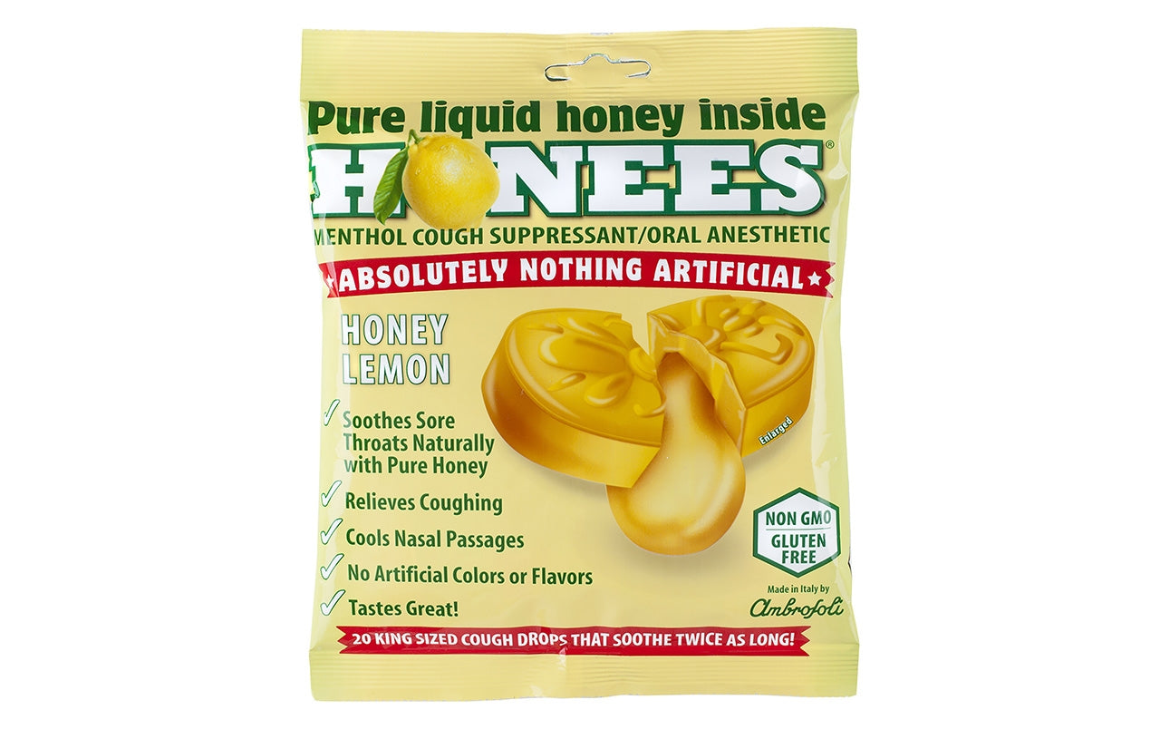 HONEES Cough Drops Honey Lemon, 20 Count, 6 Pack