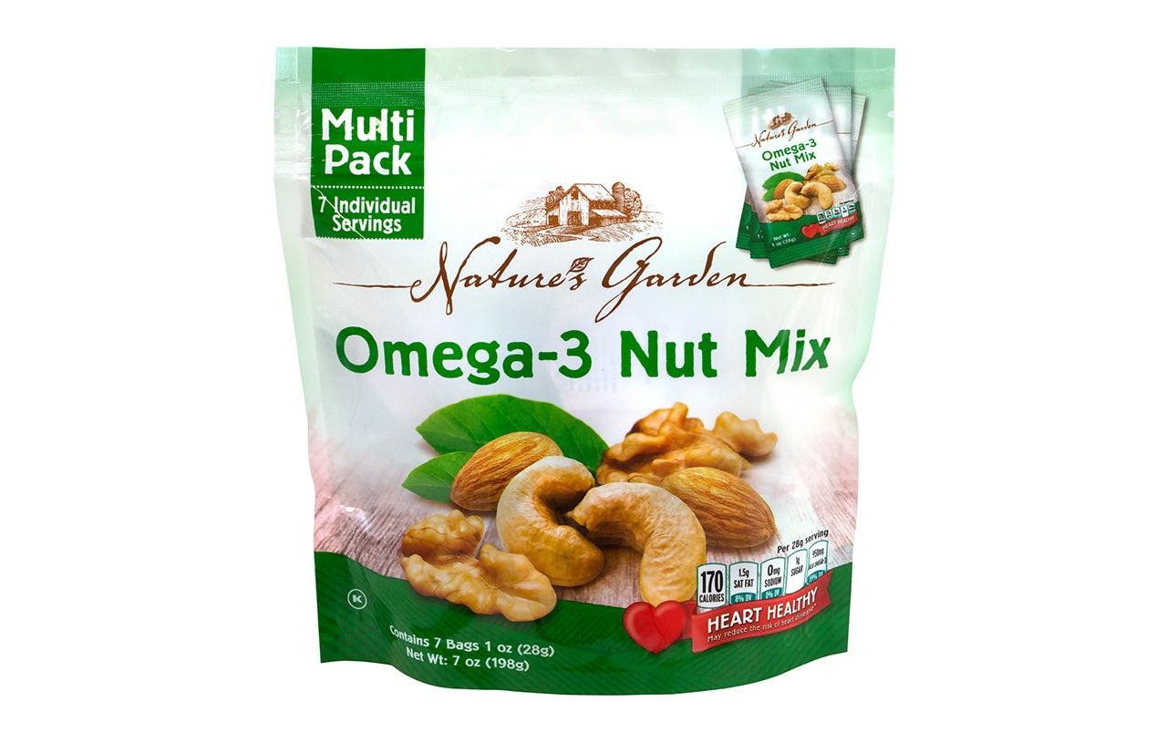 Nature's Garden Omega-3 Nut Mix, 1.2 oz, 7 Count, 6 Pack