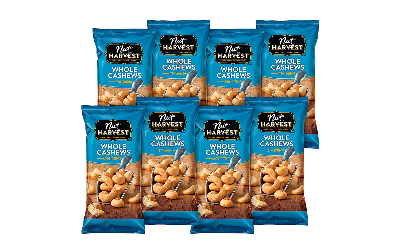NUT HARVEST Sea Salted Whole Cashews, 2.25 oz, 8 Pack