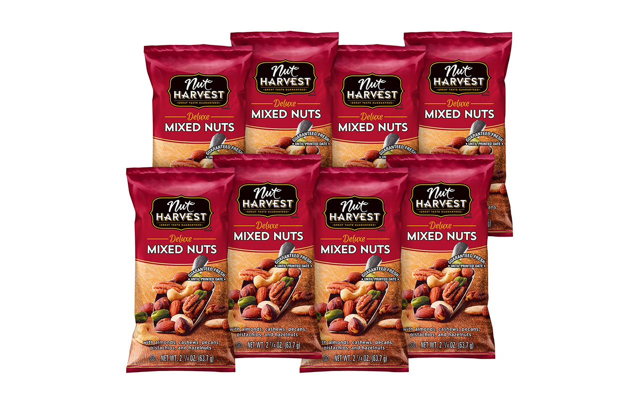 NUT HARVEST Deluxe Mixed Nuts, 2.25 oz, 8 Pack –
