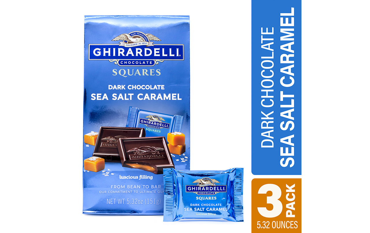 Ghirardelli Chocolate Squares Dark & Sea Salt Caramel 5.32 oz. Bag, 3 Pack