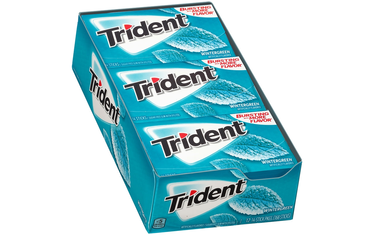 Trident Sugar Free Gum Wintergreen, 14-Piece, 12 Count