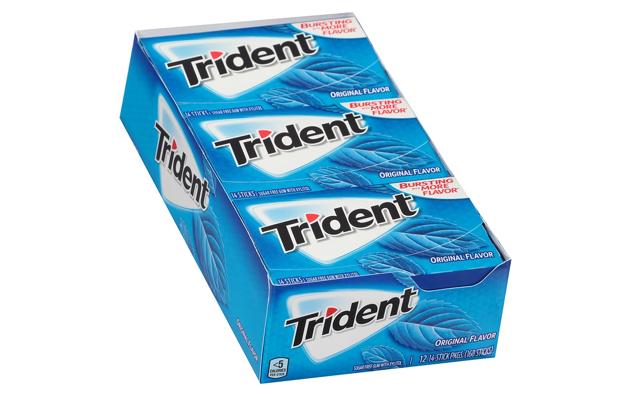 Trident Sugar Free Gum Original, 14-Piece, 12 Count