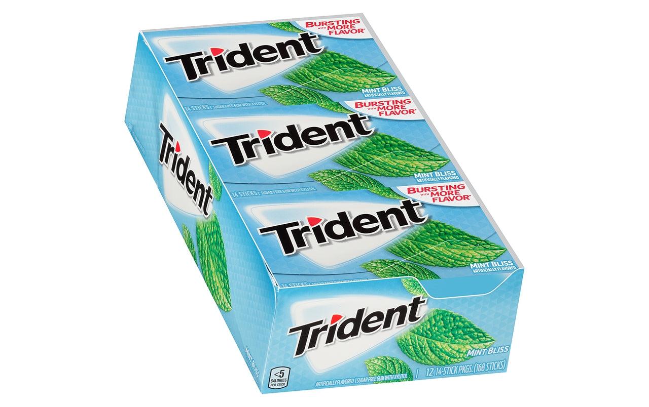 Trident Sugar Free Gum Mint Bliss, 14-Piece, 12 Count