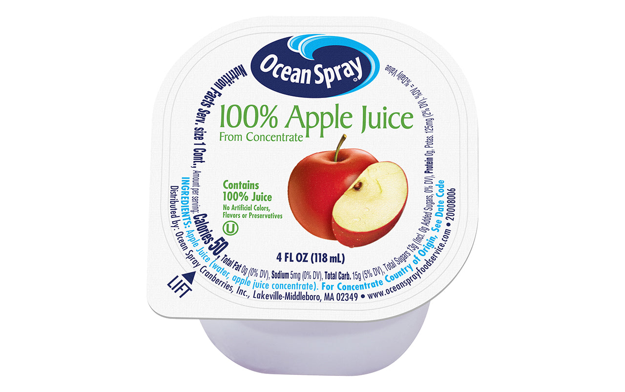 OCEAN SPRAY 100% Apple Juice Cups, 4 oz, 48 Count
