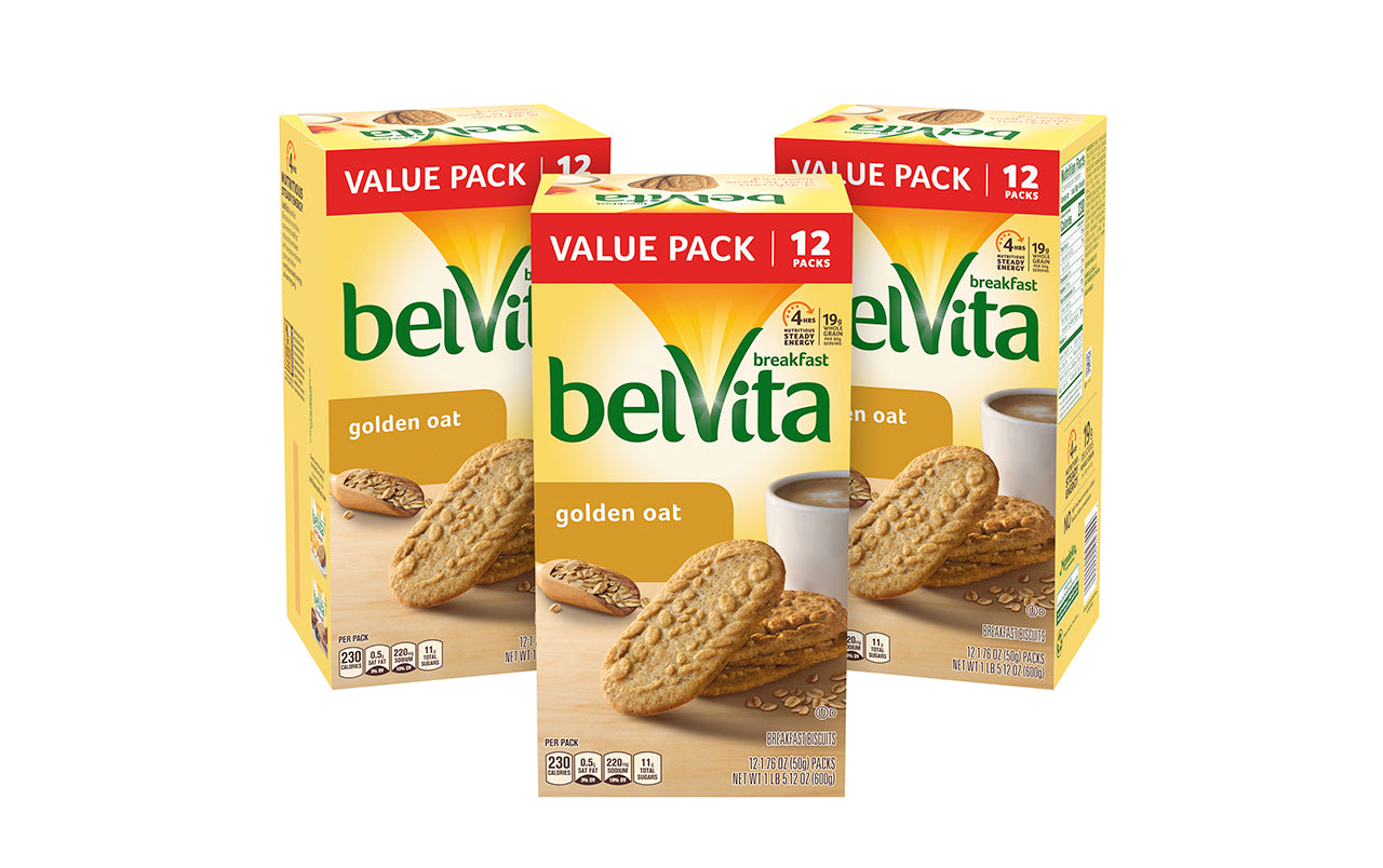 belVita Golden Oat Breakfast Biscuits, 5 Packs (4 Biscuits Per Pack)