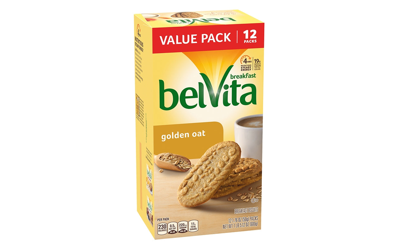 BELVITA Breakfast Biscuits Golden Oats, 12 Count, 3 Pack