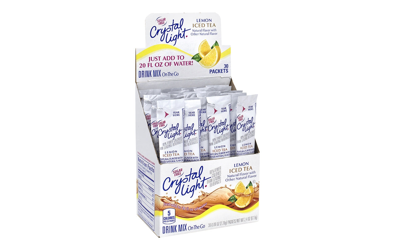 CRYSTAL LIGHT On-The-Go Sugar-Free Drink Iced Tea, 30 Count, 2 Pack