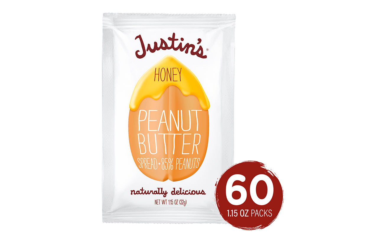 JUSTIN'S Honey Peanut Butter Squeeze Pack, 1.15 oz, 60 Count