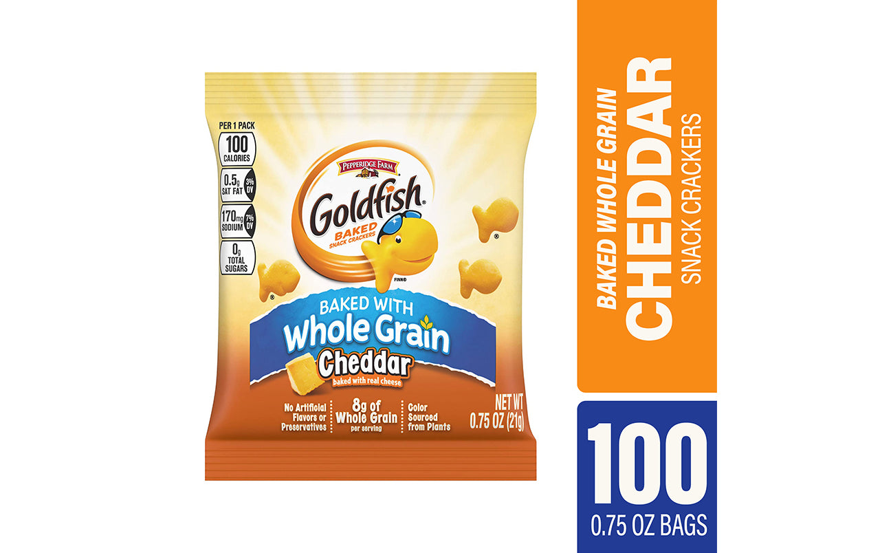 GOLDFISH Baked Whole Grain Cheddar Snack Crackers, 0.75 oz, 100 Count