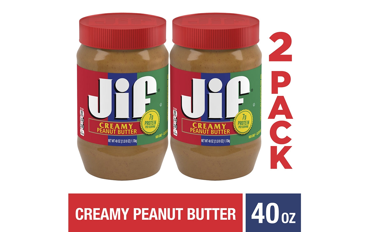 JIF Creamy Peanut Butter, 40 oz, 2 Pack